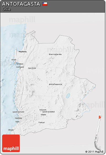 Silver Style 3D Map of ANTOFAGASTA, single color outside