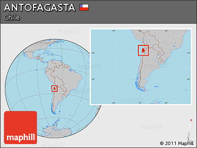 Gray Location Map of ANTOFAGASTA, within the entire country