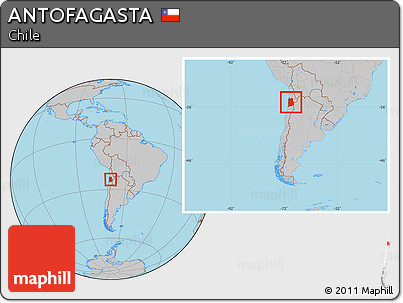 Gray Location Map of ANTOFAGASTA, within the entire country