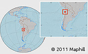 Gray Location Map of ANTOFAGASTA, within the entire country, hill shading