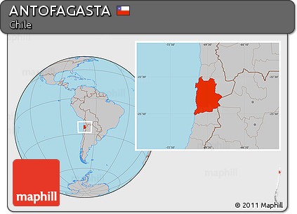 Gray Location Map of ANTOFAGASTA
