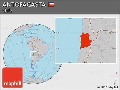 Gray Location Map of ANTOFAGASTA