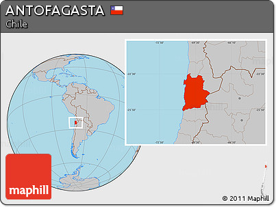Gray Location Map of ANTOFAGASTA