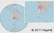 Gray Location Map of ANTOFAGASTA, highlighted country, within the entire country, hill shading