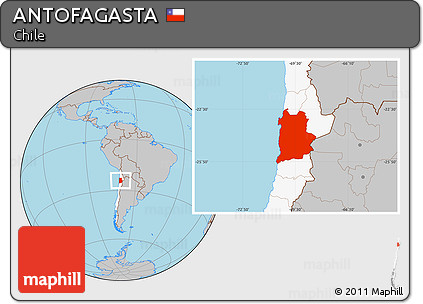 Gray Location Map of ANTOFAGASTA, highlighted country