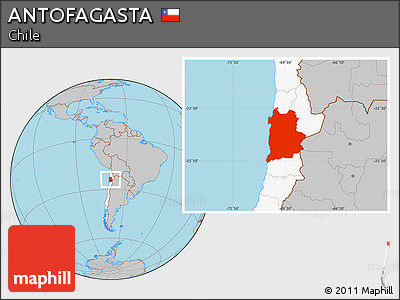 Gray Location Map of ANTOFAGASTA, highlighted country