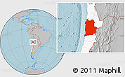 Gray Location Map of ANTOFAGASTA, highlighted country, hill shading