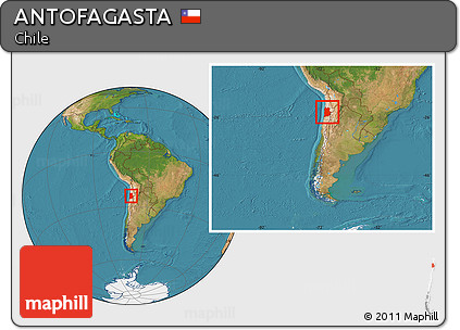 Satellite Location Map of ANTOFAGASTA, within the entire country