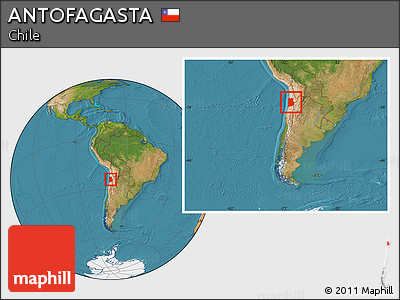Satellite Location Map of ANTOFAGASTA, within the entire country