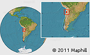 Satellite Location Map of ANTOFAGASTA, within the entire country