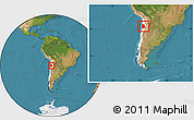 Satellite Location Map of ANTOFAGASTA, highlighted country, within the entire country