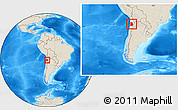 Shaded Relief Location Map of ANTOFAGASTA, within the entire country