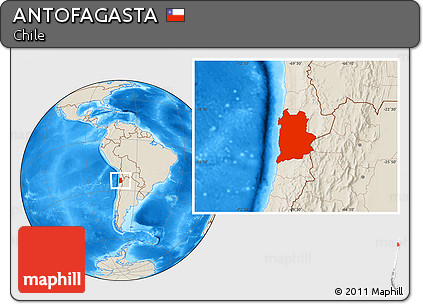 Shaded Relief Location Map of ANTOFAGASTA