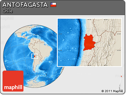 Shaded Relief Location Map of ANTOFAGASTA