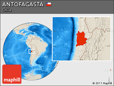 Shaded Relief Location Map of ANTOFAGASTA