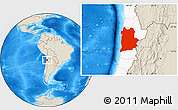 Shaded Relief Location Map of ANTOFAGASTA, highlighted country