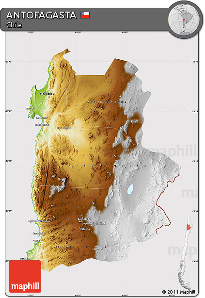 Physical Map of ANTOFAGASTA, cropped outside