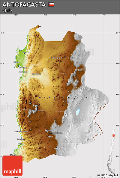 Physical Map of ANTOFAGASTA, cropped outside