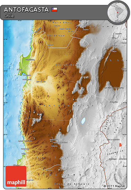 Physical Map of ANTOFAGASTA