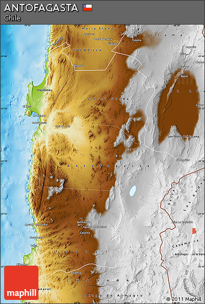 Physical Map of ANTOFAGASTA