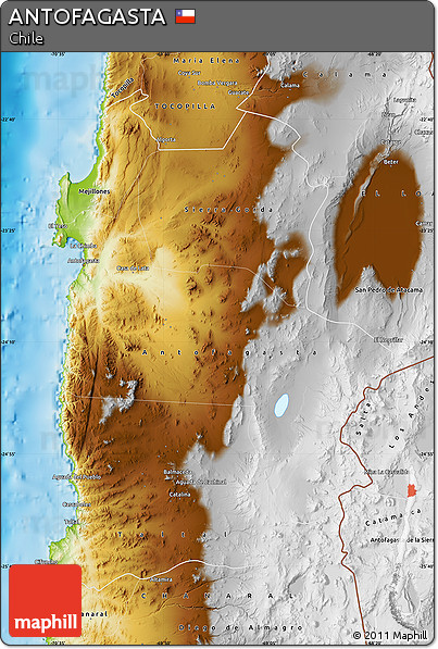 Physical Map of ANTOFAGASTA