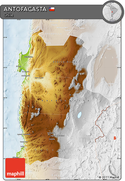 Physical Map of ANTOFAGASTA, lighten