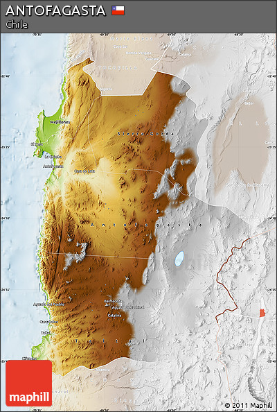 Physical Map of ANTOFAGASTA, lighten