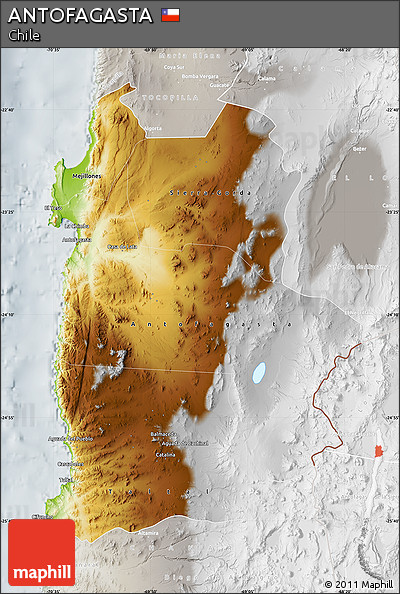Physical Map of ANTOFAGASTA, lighten, semi-desaturated