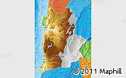 Physical Map of ANTOFAGASTA, political shades outside