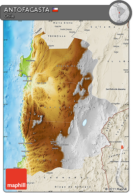 Physical Map of ANTOFAGASTA, shaded relief outside