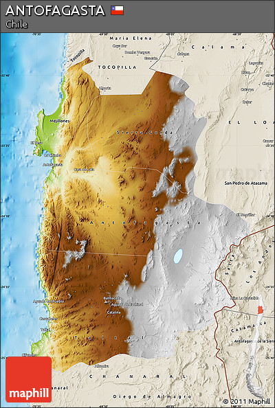 Physical Map of ANTOFAGASTA, shaded relief outside