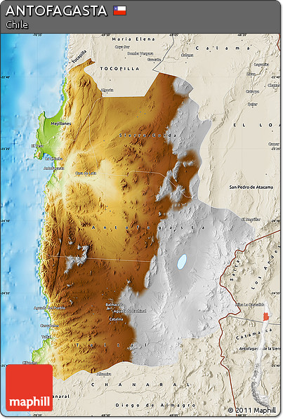 Physical Map of ANTOFAGASTA, shaded relief outside