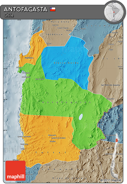 Political Map of ANTOFAGASTA, semi-desaturated