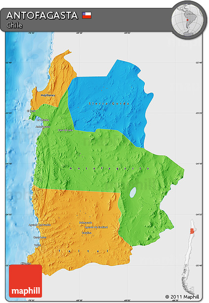 Political Map of ANTOFAGASTA, single color outside