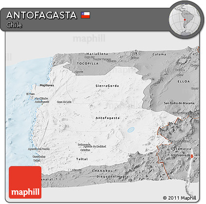 Gray Panoramic Map of ANTOFAGASTA