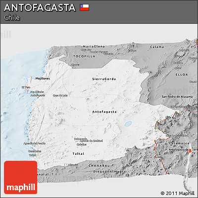 Gray Panoramic Map of ANTOFAGASTA