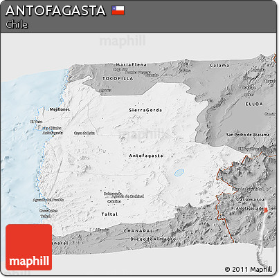 Gray Panoramic Map of ANTOFAGASTA