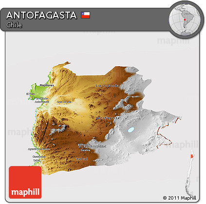 Physical Panoramic Map of ANTOFAGASTA, cropped outside