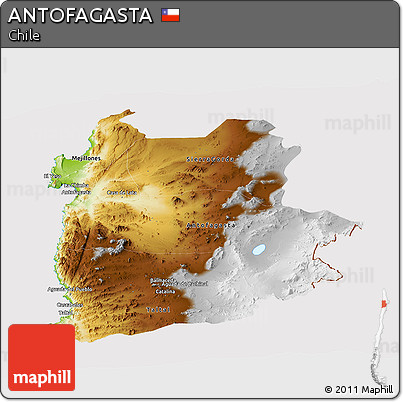 Physical Panoramic Map of ANTOFAGASTA, cropped outside