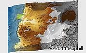 Physical Panoramic Map of ANTOFAGASTA, darken