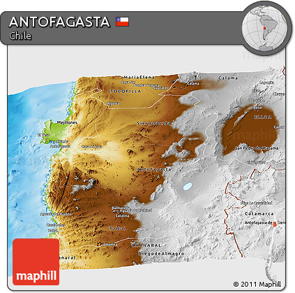 Physical Panoramic Map of ANTOFAGASTA