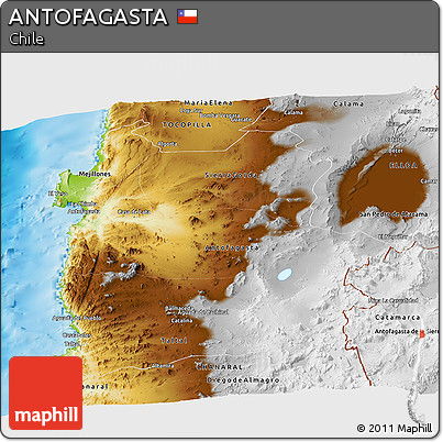 Physical Panoramic Map of ANTOFAGASTA