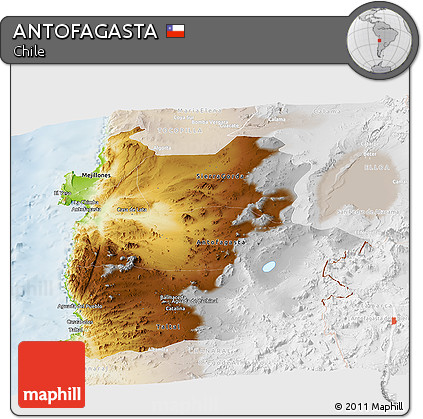 Physical Panoramic Map of ANTOFAGASTA, lighten