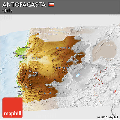 Physical Panoramic Map of ANTOFAGASTA, lighten
