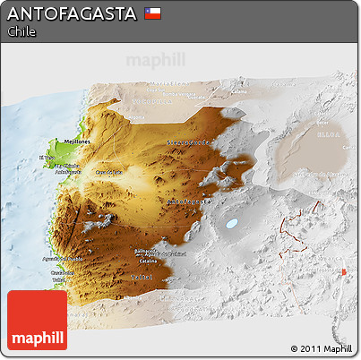Physical Panoramic Map of ANTOFAGASTA, lighten
