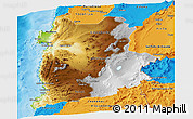 Physical Panoramic Map of ANTOFAGASTA, political outside