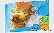 Physical Panoramic Map of ANTOFAGASTA, political shades outside
