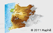 Physical Panoramic Map of ANTOFAGASTA, single color outside