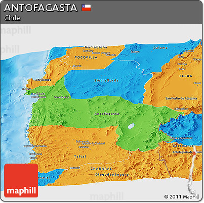Political Panoramic Map of ANTOFAGASTA