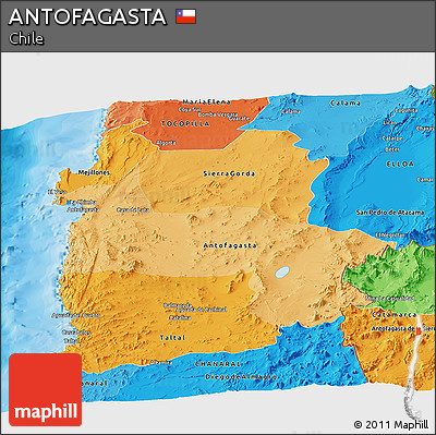 Political Shades Panoramic Map of ANTOFAGASTA